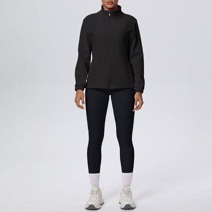 Skinny Yoga Pants High Waist Hip Lift Nude Feel Sports Long Sleeve Zipper Fleece Padded Coat Workout Clothes Yoga Suit